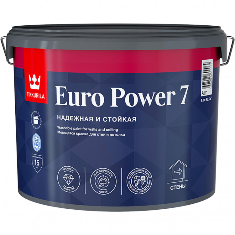 Tikkurila Euro Power 7 / Евро Пауэр 7 моющаяся краска для стен и потолка