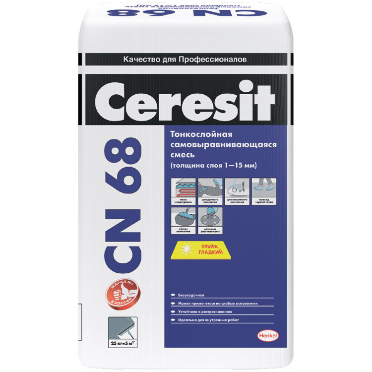 Ceresit CN 68 - Тонкослойная самовыравнивающаяся смесь (1 - 15 мм)