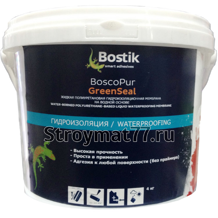 Bostik Bosco Pur GreenSeal жидкая полиуретановая гидроизоляционная мембрана на водной основе (4 кг)