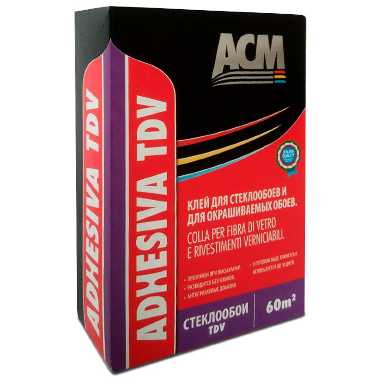 ACM ADHESIVA TDV — Клей для стеклообоев и для окрашиваемых обоев, 250 гр., 60 м.кв.