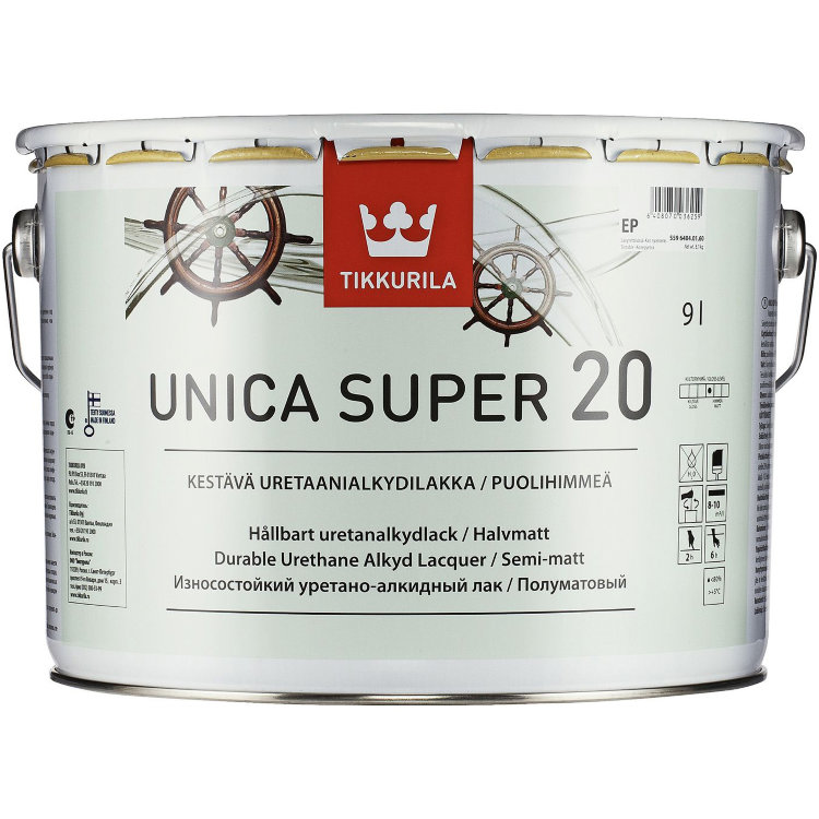 Купить Tikkurila Unica Super 20 / Тиккурила Уника Супер лак полуматовый по  цене 1 500 руб. в Москве
